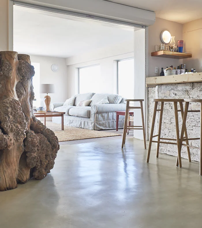 Cemcrete CreteCote Dune polished concrete floor, open-plan living space, Botswana