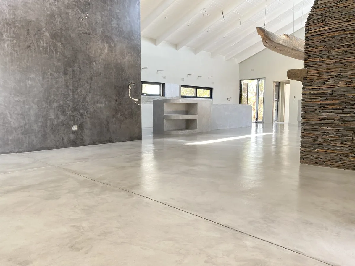 Decorative cement countertop and entertainment area