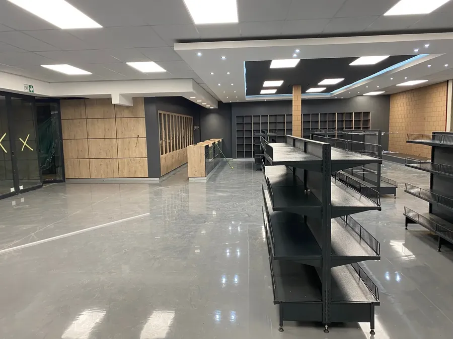 Epoxy resin floor, retail shopfitting project, Botswana