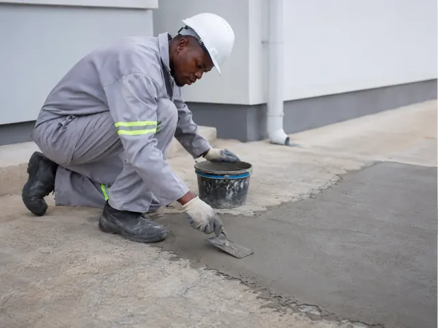 a.b.e. durarep FR repair mortar being applied to concrete in Botswana