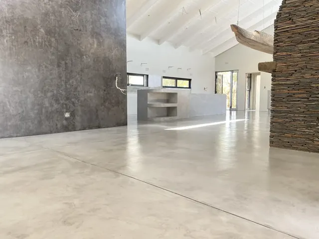 Decorative cement countertop and entertainment area