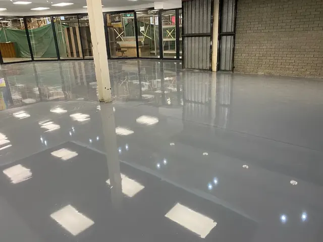 Grey epoxy floor coating in a retail warehouse, Gaborone, Botswana