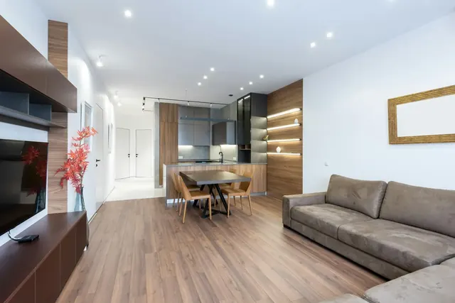 Open plan living vinyl flooring, Botswana